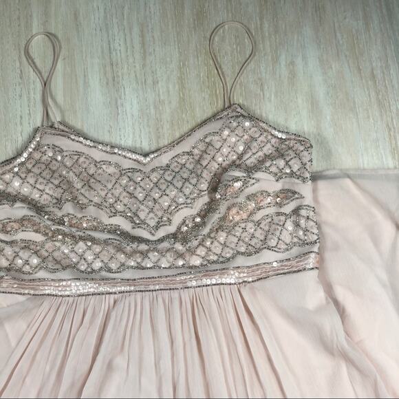 Adrianna Papell Blush Beaded Chiffon Gown Bridesmaid Elegant Romantic Dress 6 - Picture 3 of 11